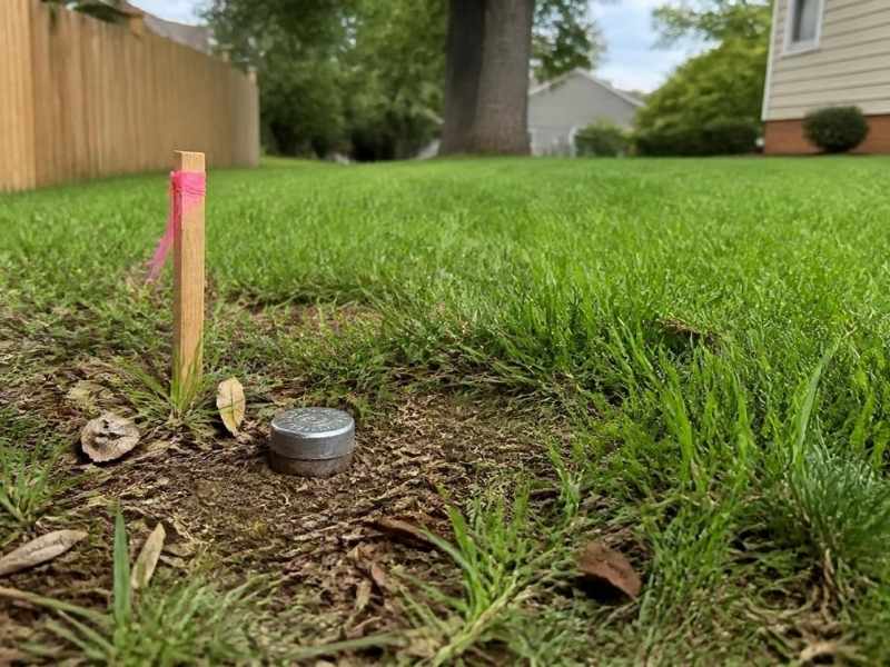 property line marker stake showing a residential boundary point in Las Vegas Nevada